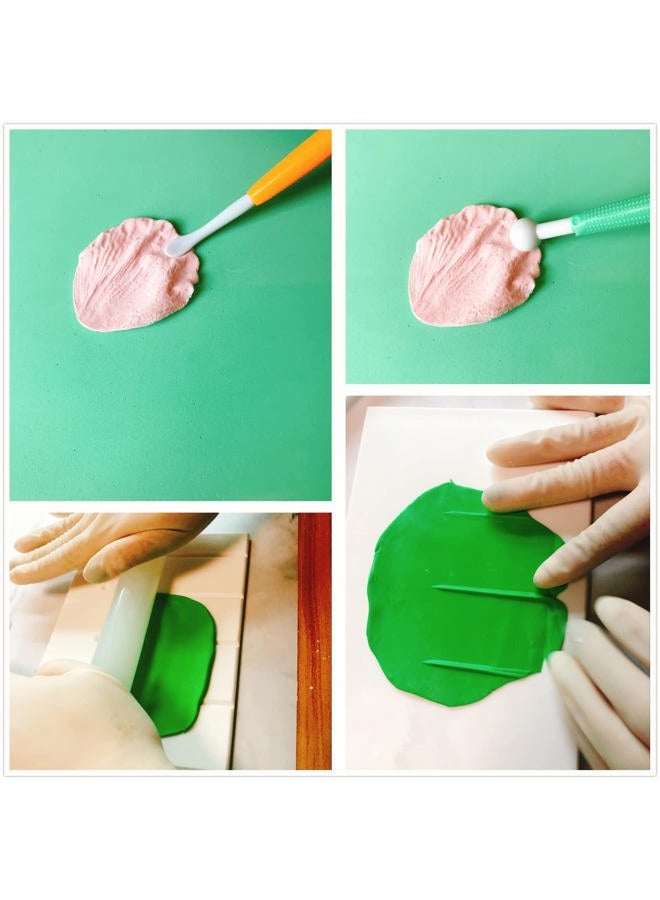 kulepin Gum Paste Flower and Leaf Tools Kit 10 Sugar Flower Modelling Tools 6 Cake Brush 4 Flower Petals Ball Tools 4 Frilling Stick 1 Fondant Flower Veining Board 1 Foam Pad 1 Silicone Mat 1 Rolling Pin - Image 3