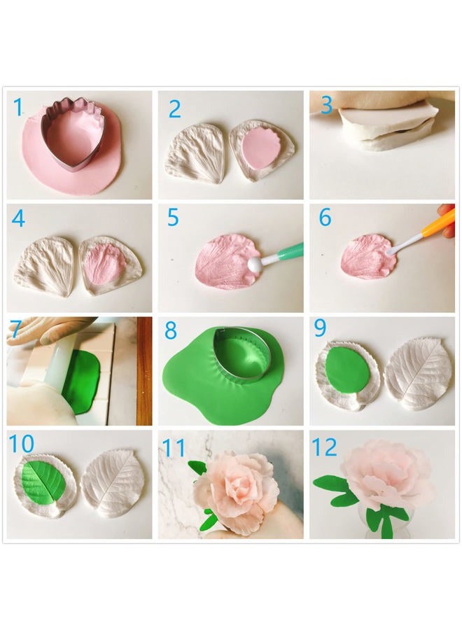 kulepin Gum Paste Flower and Leaf Tools Kit 10 Sugar Flower Modelling Tools 6 Cake Brush 4 Flower Petals Ball Tools 4 Frilling Stick 1 Fondant Flower Veining Board 1 Foam Pad 1 Silicone Mat 1 Rolling Pin - Image 5