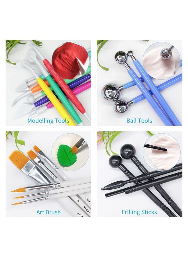 kulepin Gum Paste Flower and Leaf Tools Kit 10 Sugar Flower Modelling Tools 6 Cake Brush 4 Flower Petals Ball Tools 4 Frilling Stick 1 Fondant Flower Veining Board 1 Foam Pad 1 Silicone Mat 1 Rolling Pin - Image 2