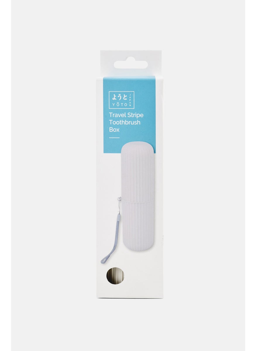 YOTO - Travel Stripe Toothbrush Box, White - Image 1