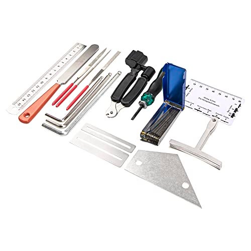 Yootones 25Pcs Yootones Guitar Repairing Maintenance Tool with Kit String Action Ruler Gauge Measuring Tool Hex Wrench Set Files Fingerboard Guard Understring Radius Gauges Guitar Fret Rocker Leveling - Image 2