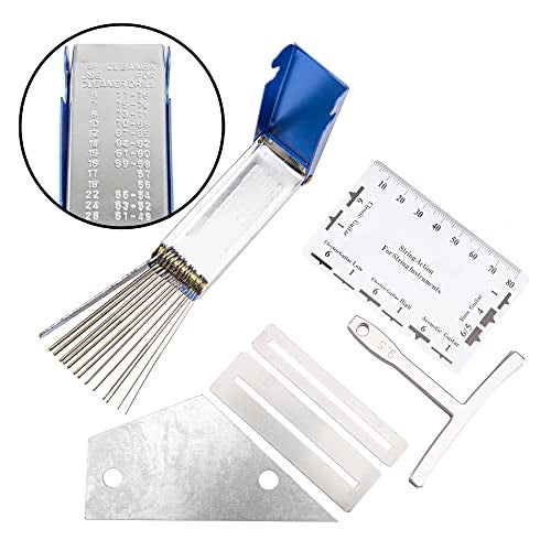 Yootones 25Pcs Yootones Guitar Repairing Maintenance Tool with Kit String Action Ruler Gauge Measuring Tool Hex Wrench Set Files Fingerboard Guard Understring Radius Gauges Guitar Fret Rocker Leveling - Image 4