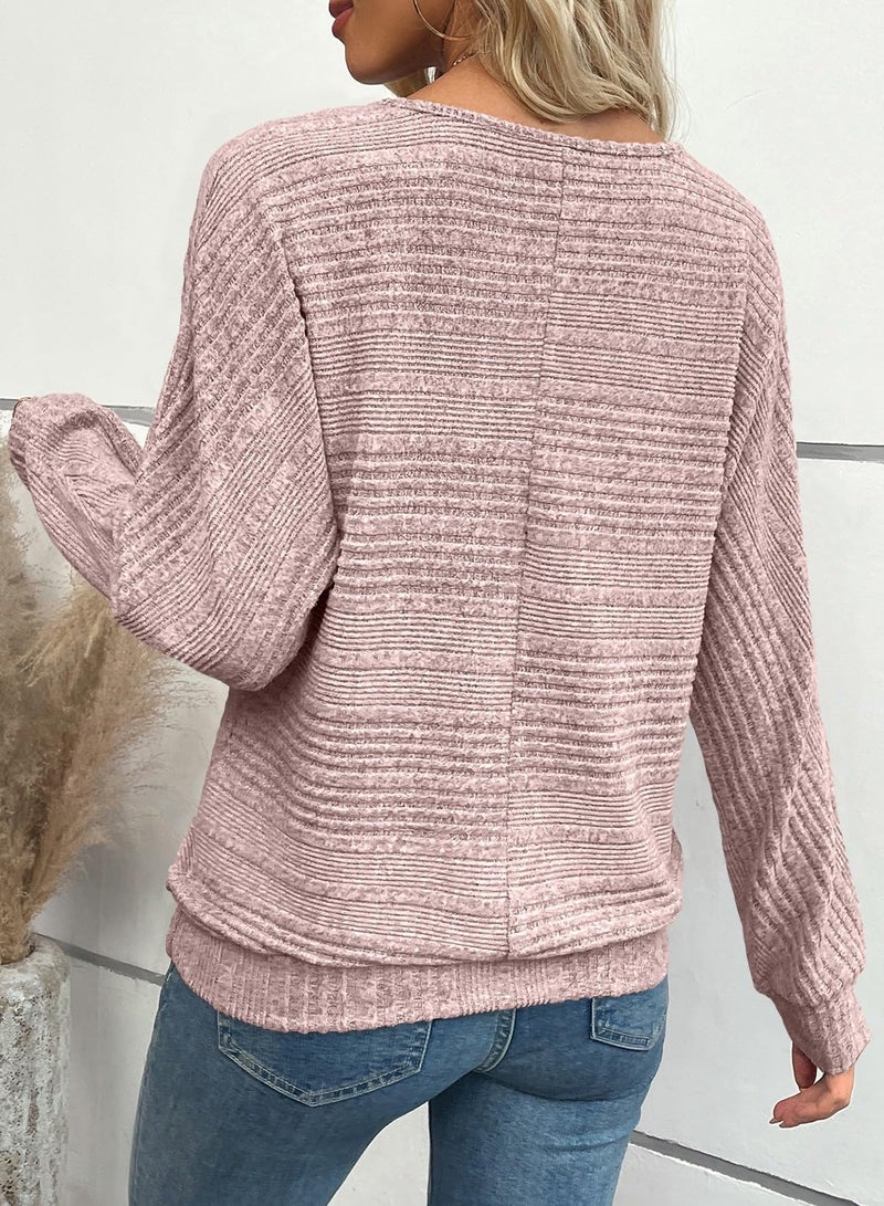 EVALESS Fall Favorites for Womens Soft Pullover Blouses Oversized Round Neck Top Warm Tops Breathable Business Loose Fit Fall Casual Office 2026, Medium Fushia - Image 5