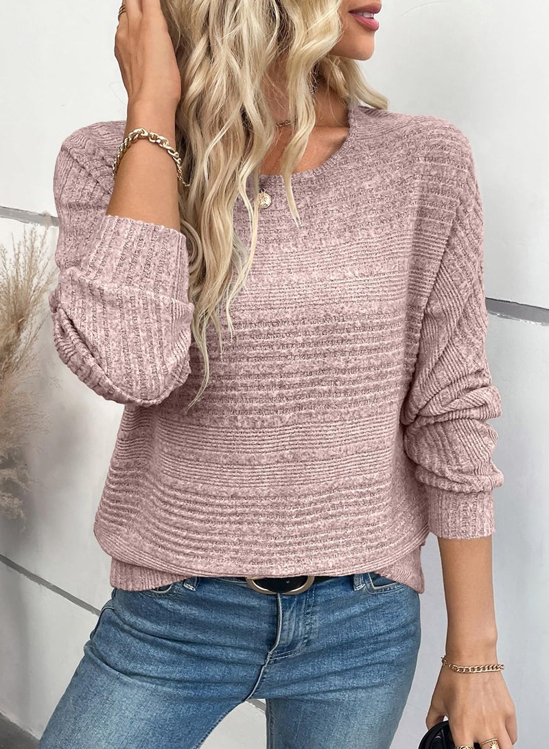 EVALESS Fall Favorites for Womens Soft Pullover Blouses Oversized Round Neck Top Warm Tops Breathable Business Loose Fit Fall Casual Office 2026, Medium Fushia - Image 3