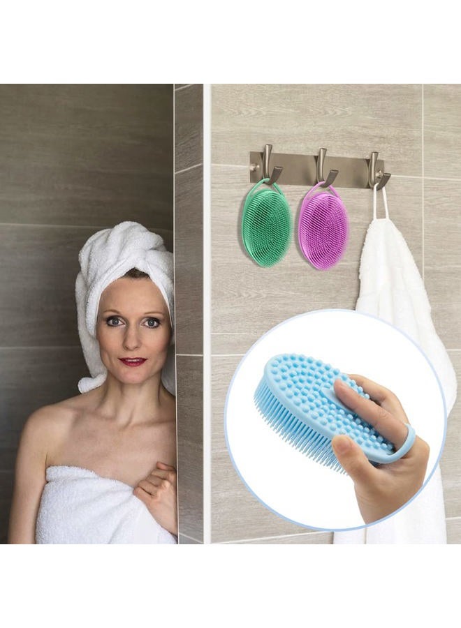 PQRUU 3 Pack Silicone Body Scrubber, Exfoliating Body Scrubber, Soft Silicone Loofah, Body Scrubber Fit for Sensitive and All Kinds of Skin, Clean and Sanitary Rapid Foaming - Image 4