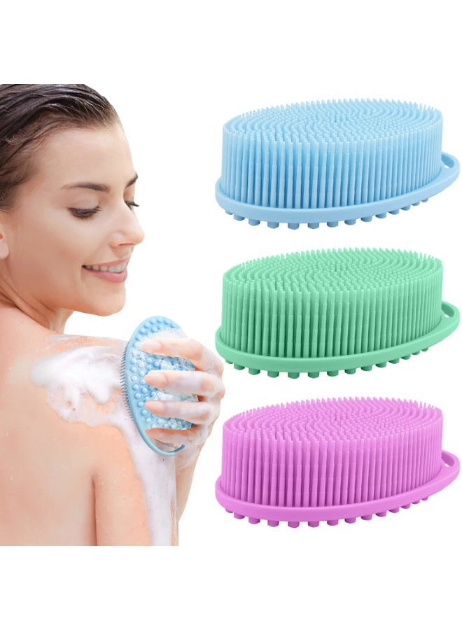 PQRUU 3 Pack Silicone Body Scrubber, Exfoliating Body Scrubber, Soft Silicone Loofah, Body Scrubber Fit for Sensitive and All Kinds of Skin, Clean and Sanitary Rapid Foaming - Image 1