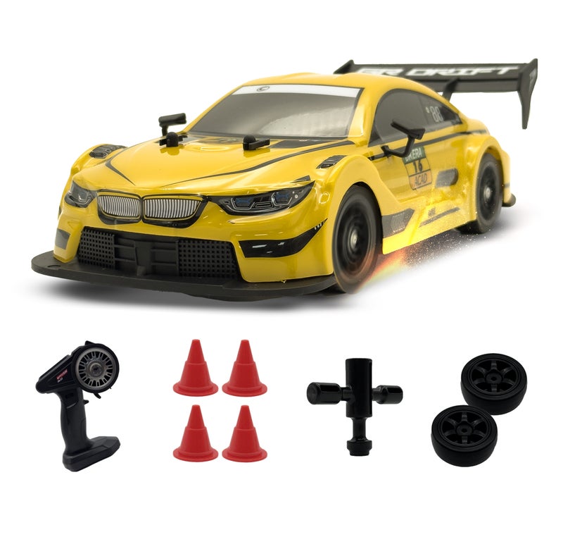 فونسترز سيارة فانسترز دريفت سيريز للتحكم عن بُعد | سيارة دفع رباعي بمقياس 1:16 مزودة بإضاءة LED وملحقاتها | سيارة سباق دريفت عالية السرعة بتردد 2.4 جيجاهرتز للأطفال من سن 6 سنوات فما فوق | سيارة كهربائية حمراء للتحكم عن بُعد مزودة ببطارية قابلة لإعادة الشحن - Image 1