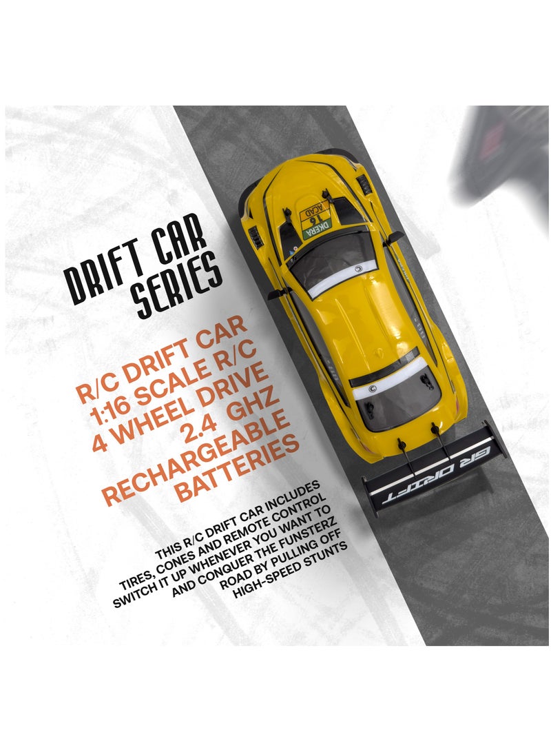 فونسترز سيارة فانسترز دريفت سيريز للتحكم عن بُعد | سيارة دفع رباعي بمقياس 1:16 مزودة بإضاءة LED وملحقاتها | سيارة سباق دريفت عالية السرعة بتردد 2.4 جيجاهرتز للأطفال من سن 6 سنوات فما فوق | سيارة كهربائية حمراء للتحكم عن بُعد مزودة ببطارية قابلة لإعادة الشحن - Image 4