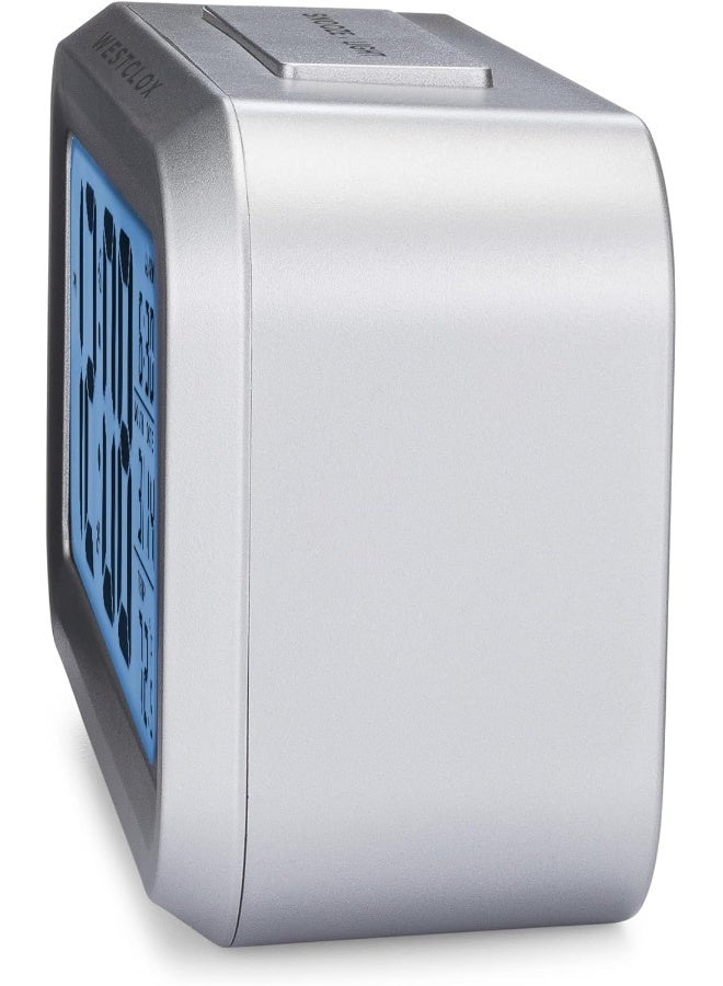Westclox Alarm Clock with Large Digital Display and Blue Backlight on Demand, Westclox Alarm Clock, Month/Date and Temperature Display with Ascending 5 Minute Snooze Alarm, Silver - Image 4