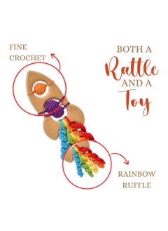 Happy Threads Happy Threads, Crochet Rainbow Rocket Rattle for Newborn,Babies, Soft Handmade Rattle Toys for Kids, Childsafe (BIS Certified)  - Image 3