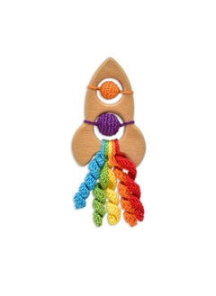 Happy Threads Happy Threads, Crochet Rainbow Rocket Rattle for Newborn,Babies, Soft Handmade Rattle Toys for Kids, Childsafe (BIS Certified)  - Image 1