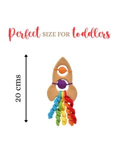 Happy Threads Happy Threads, Crochet Rainbow Rocket Rattle for Newborn,Babies, Soft Handmade Rattle Toys for Kids, Childsafe (BIS Certified)  - Image 2