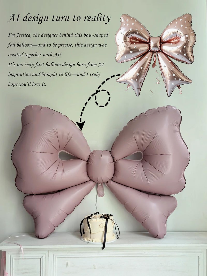 Eanjia Gaint Bow Balloons Bow Party Decorations for Girl Women Coquette Birthday Giant Helium Foil Balloon for Baby Shower Bridal Engagement Wedding Decor Bachelorette Party Supplies (Pink Coquette Bow, 2) - Image 4