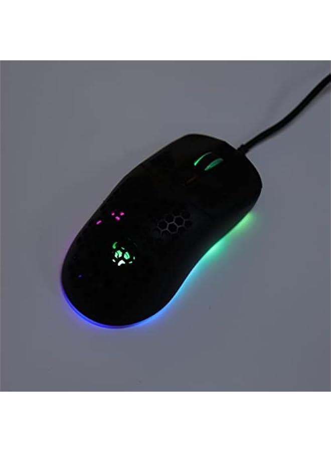 Pro Wired Gaming Mouse - 12000 DPI, Honeycomb Shell, RGB Backlight, 6 Lighting Effect Modes, Ultra Lightweight, USB Type C Ergonomic Gaming Mouse(Black) - Image 4