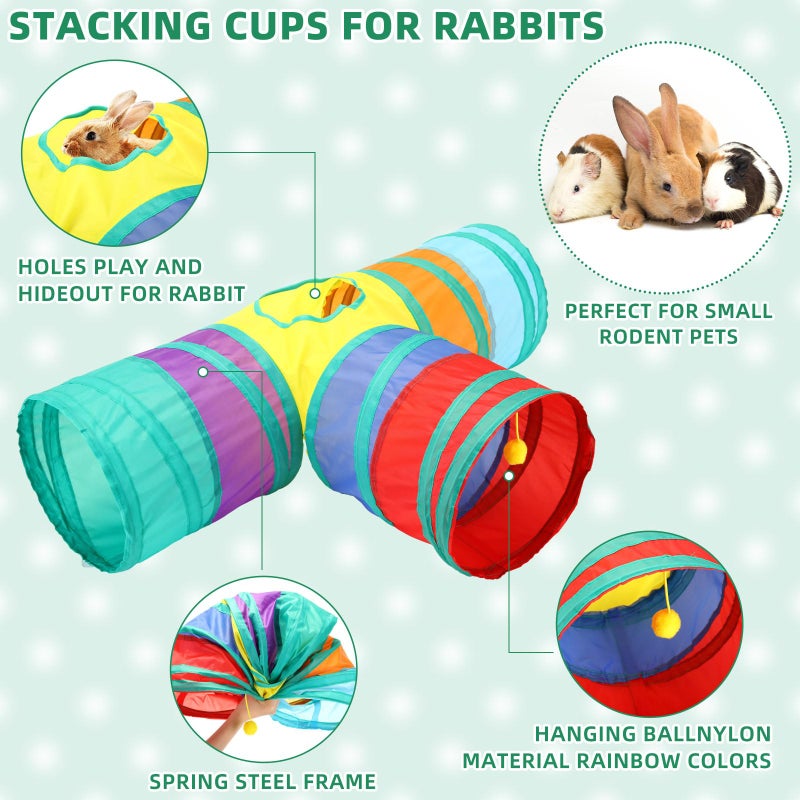 PullCrease 104 Pcs Rabbit Starter Kit Litter Box Bunny Tunnel Pet Playpen with Waterproof Mat Water Bottle Animal Grooming Kit Bowl Blankets with Cleaning Set for Guinea Pig Rabbit Accessories - Image 5
