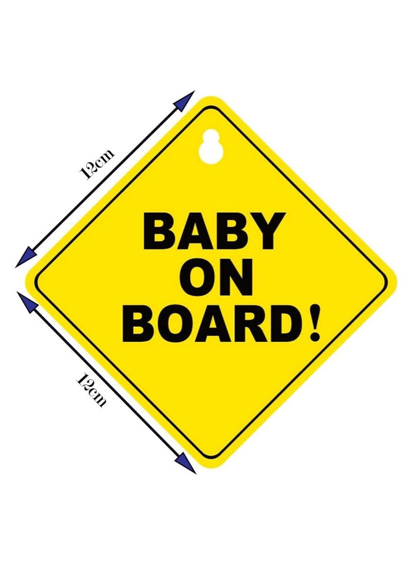 Rubik 2 Pack Baby on Board Car Sign, Reflective Kids Safety Warning Signs with Suction Cup for Vehicle Car Rear Window (12x12cm)  - Image 2
