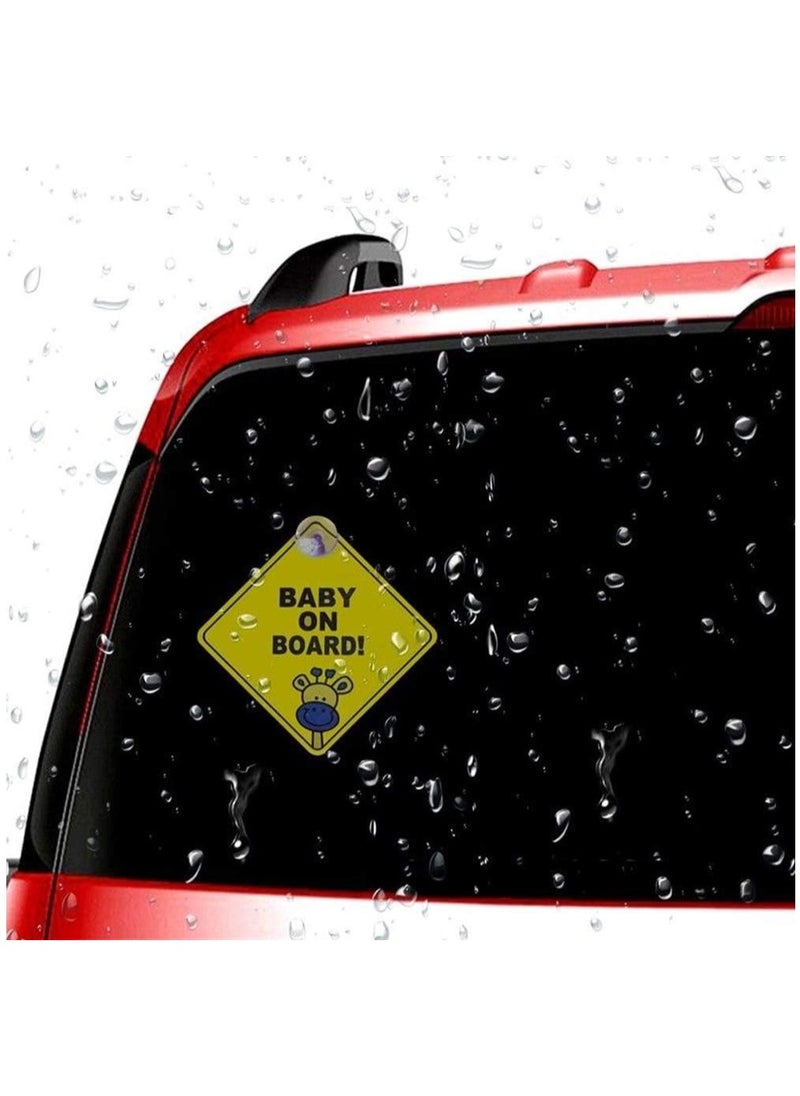 Rubik 2 Pack Baby on Board Car Sign, Reflective Kids Safety Warning Signs with Suction Cup for Vehicle Car Rear Window (12x12cm)  - Image 3