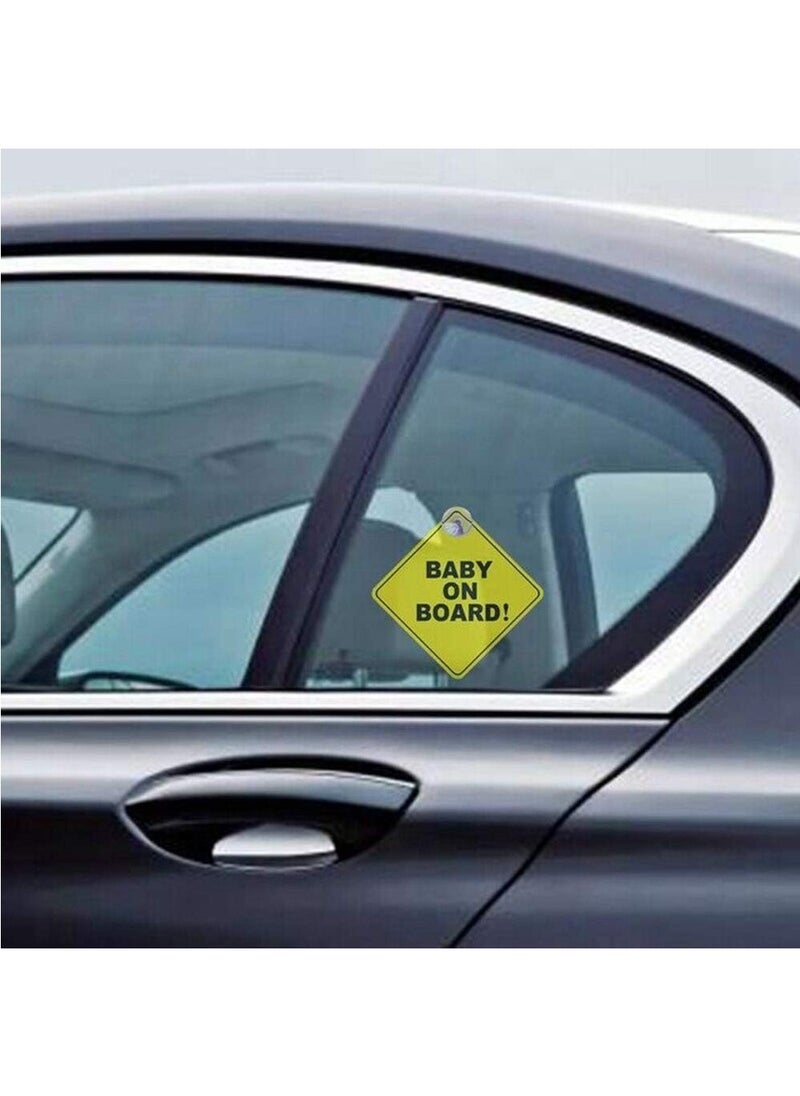 Rubik 2 Pack Baby on Board Car Sign, Reflective Kids Safety Warning Signs with Suction Cup for Vehicle Car Rear Window (12x12cm)  - Image 4