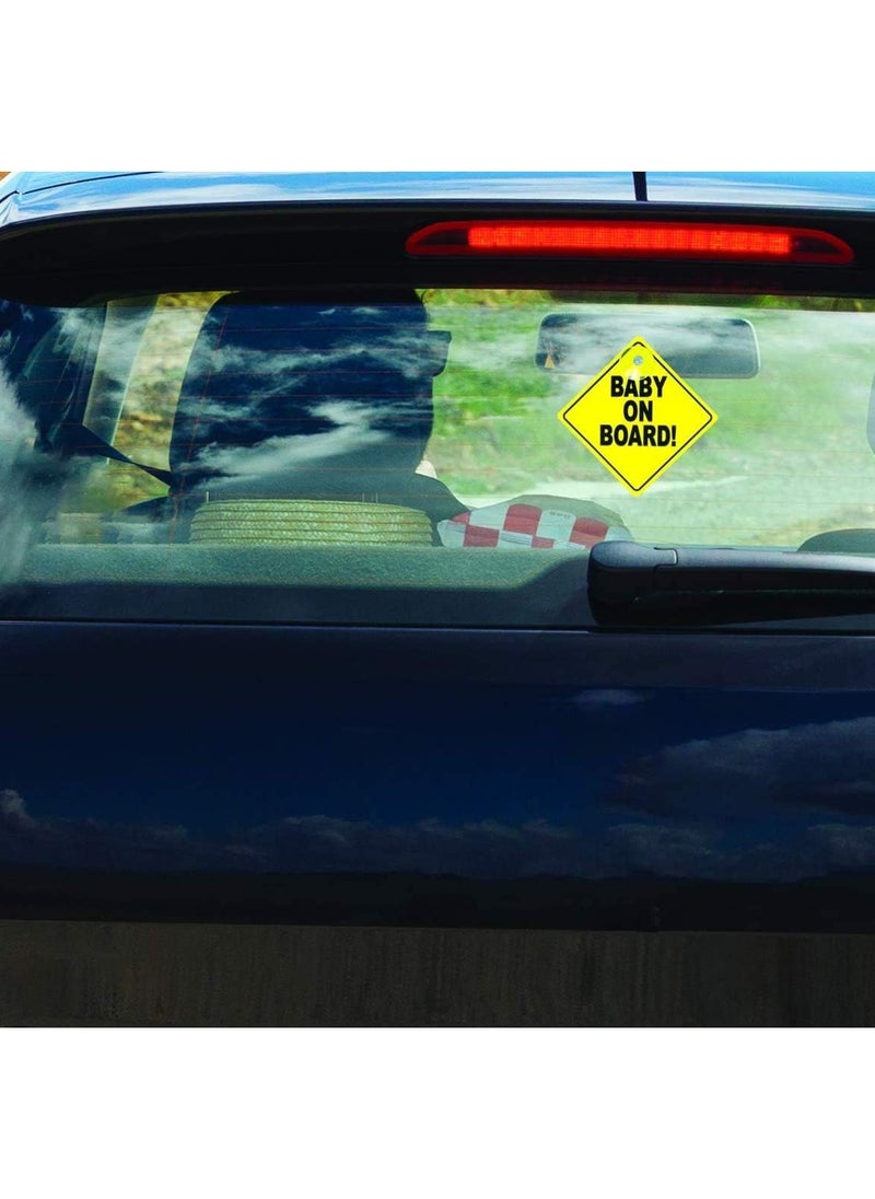Rubik 2 Pack Baby on Board Car Sign, Reflective Kids Safety Warning Signs with Suction Cup for Vehicle Car Rear Window (12x12cm)  - Image 5