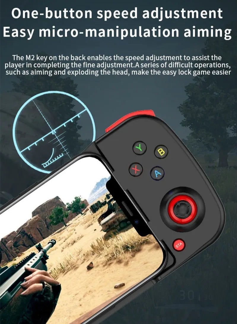 Mobile Game Controller, Bluetooth 5.0 Wireless Stretchable Gamepad, Ergonomics Design Plug And Play Game Controller, Non Slip Grip Retractable Joystick For Mobile Phone, (Red Blue) - Image 3