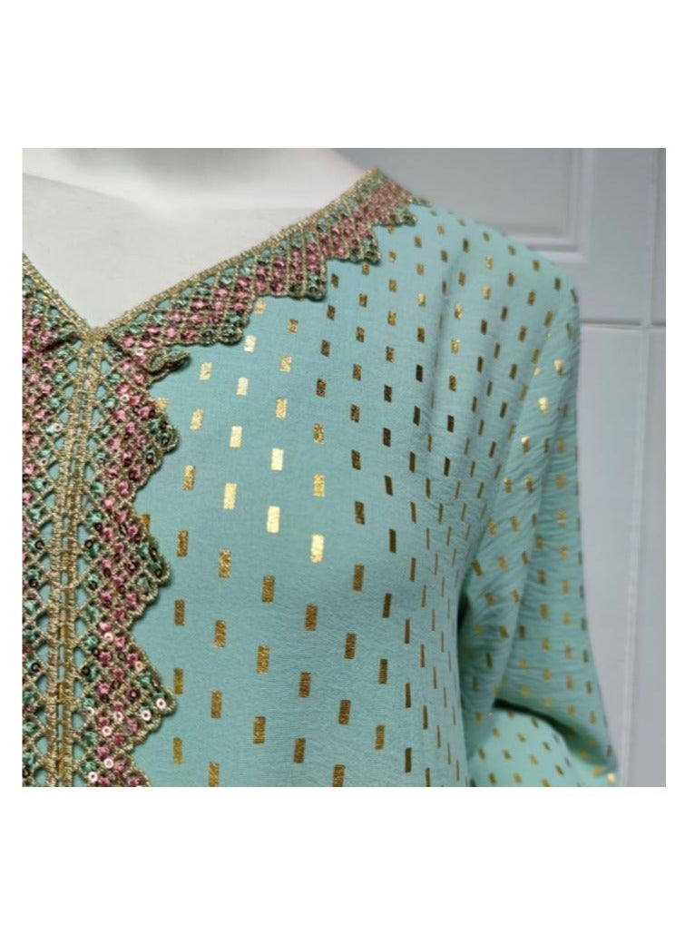 Elegant Muslim Long Sleeve Dress for Women, Islamic Arab Casual Robe, Abaya Kaftan Ramadan Festival Banquet Wedding Party Printed Fashion Clothes - Image 4