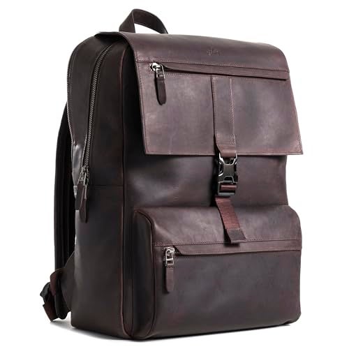 VELEZ Leather Backpack for Men & Women, Classic Dark Brown - Handcrafted Top Grain Leather vintage backpack with 17-Inch Laptop Sleeve - Lightweight, Stylish & Durable for Business, Travel & Everyday Use - Image 5