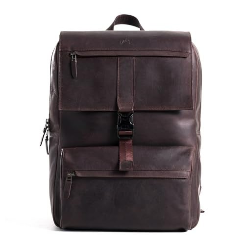 VELEZ Leather Backpack for Men & Women, Classic Dark Brown - Handcrafted Top Grain Leather vintage backpack with 17-Inch Laptop Sleeve - Lightweight, Stylish & Durable for Business, Travel & Everyday Use - Image 1