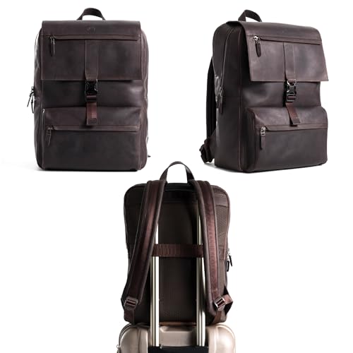 VELEZ Leather Backpack for Men & Women, Classic Dark Brown - Handcrafted Top Grain Leather vintage backpack with 17-Inch Laptop Sleeve - Lightweight, Stylish & Durable for Business, Travel & Everyday Use - Image 4