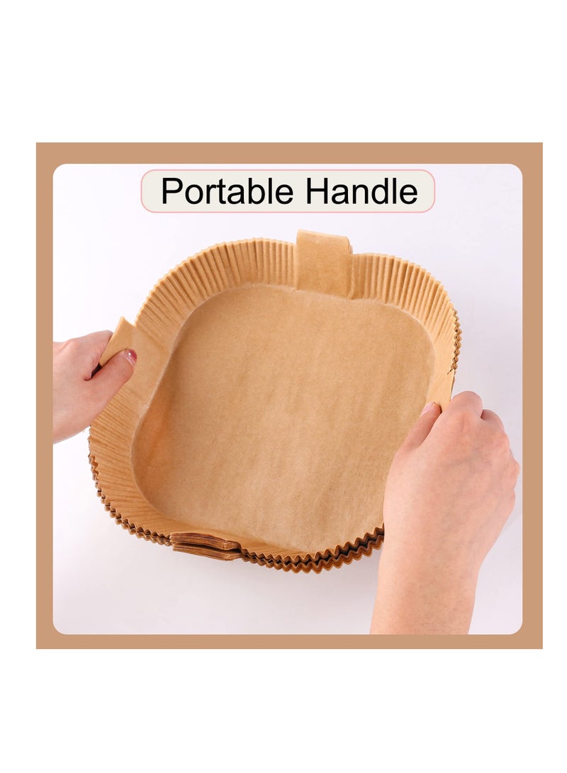 KASTWAVE بطانات ورقية disposable للقلي الهوائي، ورق طبخ مربع، غير لاصق، ورق خبز وشواء من الدرجة الغذائية للميكروويف، مقاوم للماء، مقاوم للزيت، مقلاة (50 قطعة 7.9 بوصة طبيعية) - Image 4