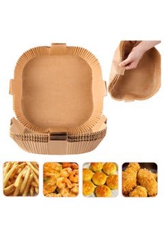 KASTWAVE Air Fryer Disposable Paper Liners, Square Cooking Paper, Non-Stick, Baking Roasting Food Grade Paper for Microwave Oven, Water-proof, Oil-proof, Frying Pan (50PCS 7.9Inch Natural)  - Image 1