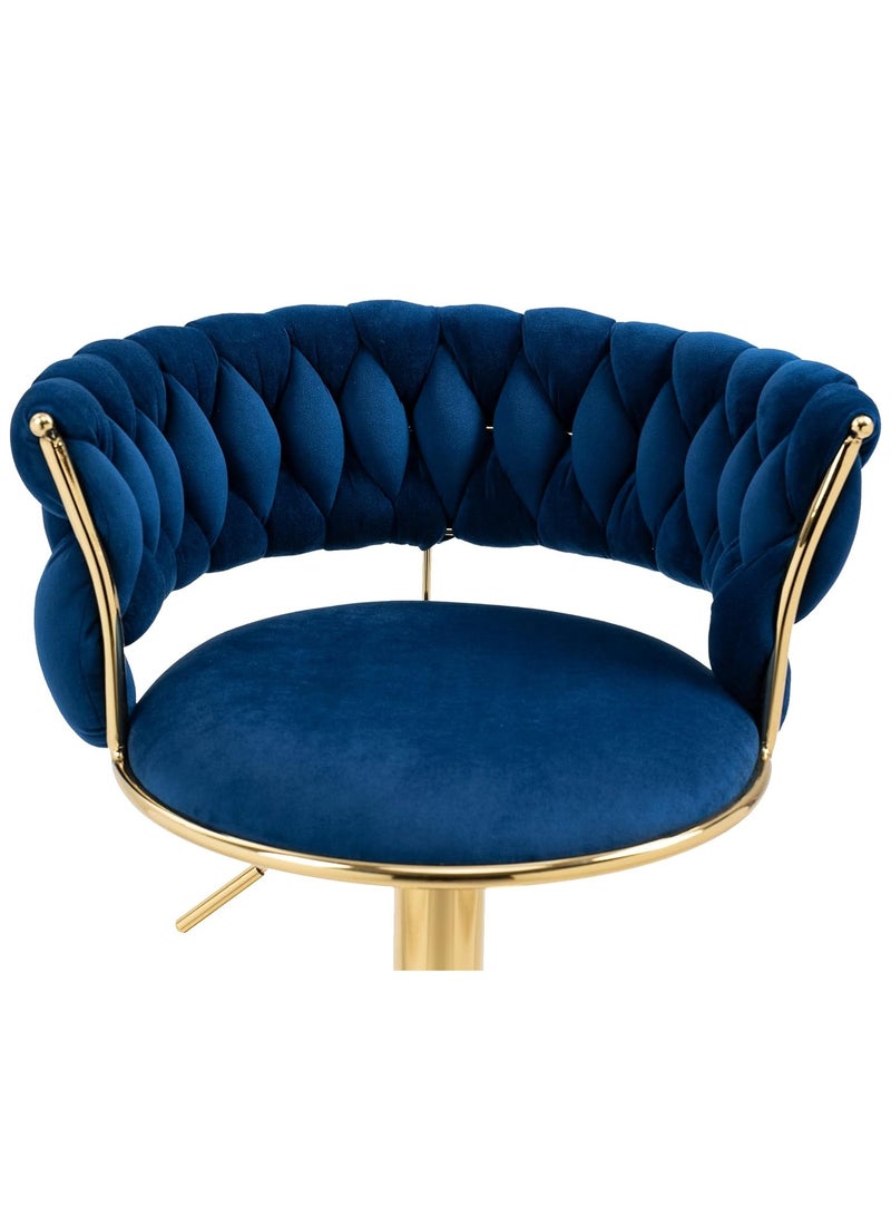 DubaiGallery كراسي بار دوارة من المخمل، كرسي بار قابل للتعديل الارتفاع مع ظهر منسوج، كراسي طعام مطبخ مبطنة، كراسي بار حديثة لجزيرة المطبخ، مقهى، حانة، منضدة بار - Image 3