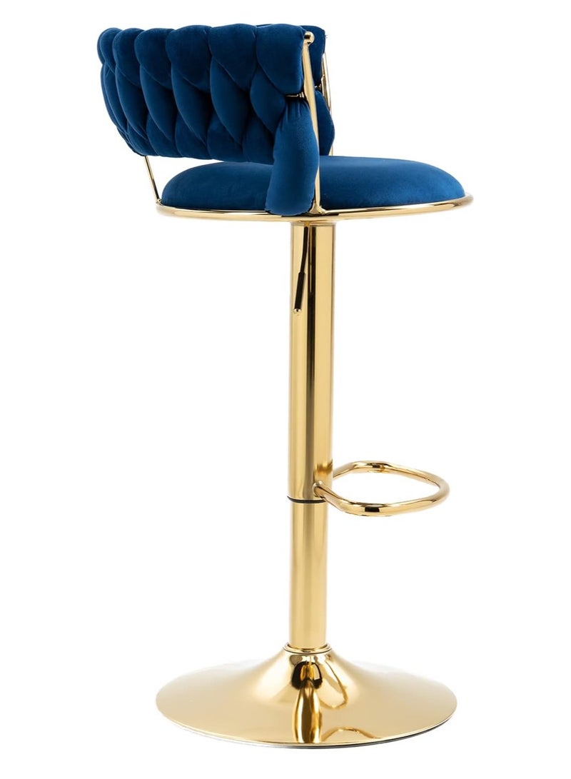 DubaiGallery كراسي بار دوارة من المخمل، كرسي بار قابل للتعديل الارتفاع مع ظهر منسوج، كراسي طعام مطبخ مبطنة، كراسي بار حديثة لجزيرة المطبخ، مقهى، حانة، منضدة بار - Image 2