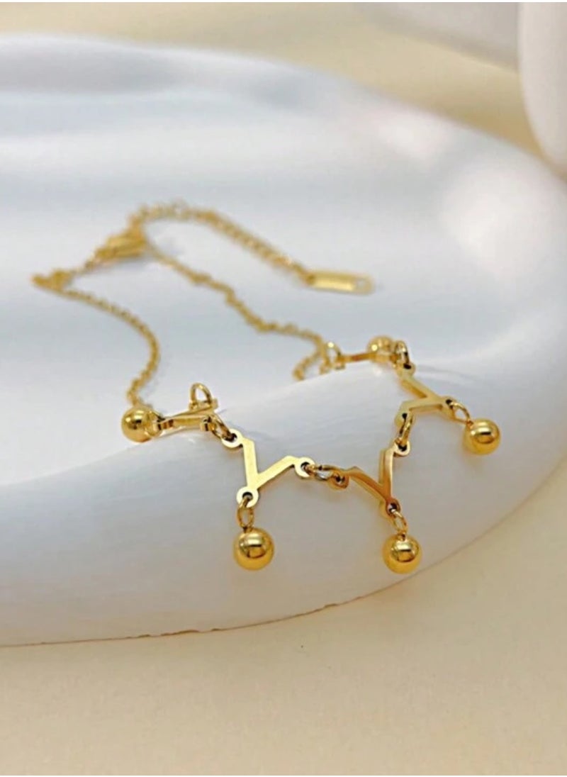 sixtyfour - 18k Gold Plated Stainless Steel Anklet - Image 1