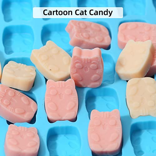 Amyandone Cartoon Cat Mold, 91 Cavities Mini Animal Shape Silicone Molds for Chocolate/Candy/Fondant for Snack Biscuits/Dog Treats/Cupcake Decoration (with a Scraper) - Image 3