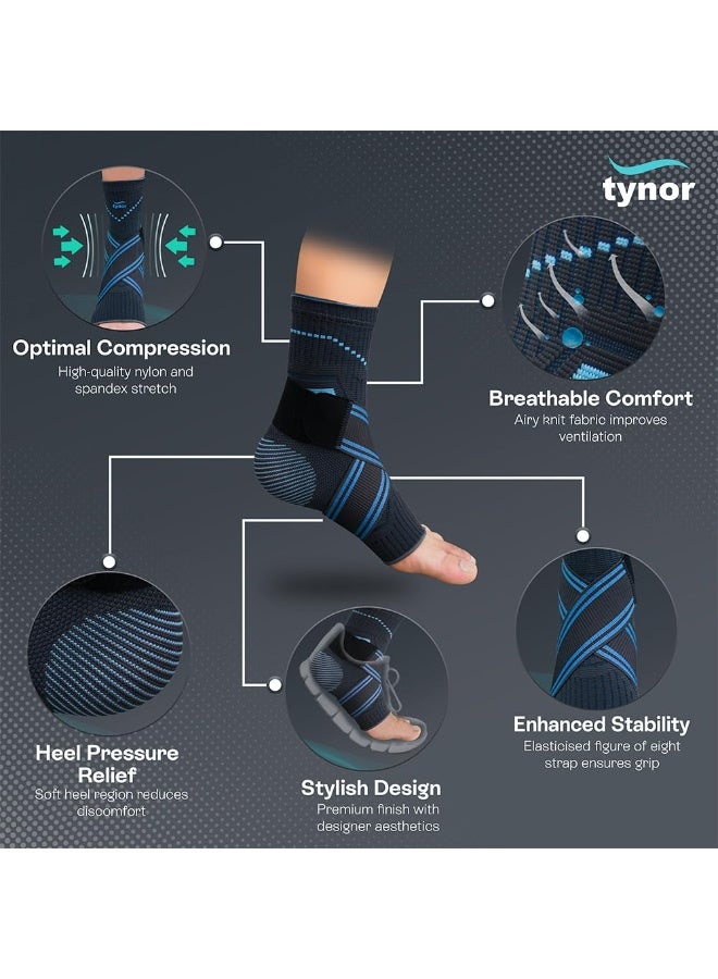 TYNOR Ankle Binder Urbane| Adjustable Compression for Pain Relief & Joint Support, Sprains & Strains | Sports & Recovery, Breathable and Comfortable Fit for Men & Women|X-Large | Grey | 1 Unit - Image 4