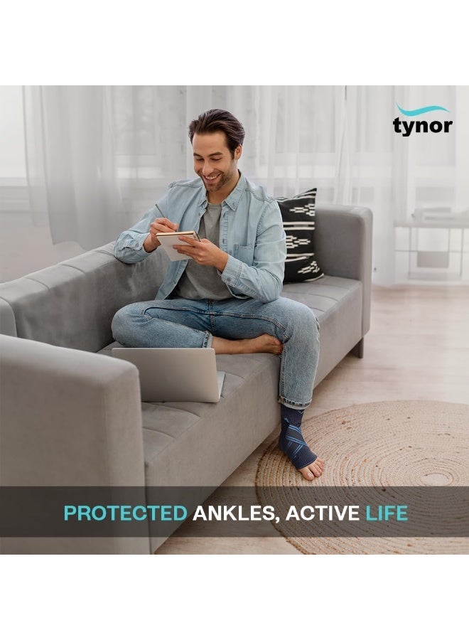 TYNOR Ankle Binder Urbane| Adjustable Compression for Pain Relief & Joint Support, Sprains & Strains | Sports & Recovery, Breathable and Comfortable Fit for Men & Women|X-Large | Grey | 1 Unit - Image 2