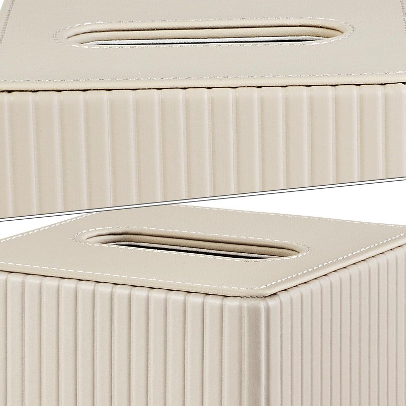 XNONE PU Leather Tissue Box Cover Square Tissue Box Holder for Bathroom Vanity Countertop Night Stands Bedroom Office Desk,Modern Tissue Decorative Organizer with Magnetic Closure (Beige) - Image 5