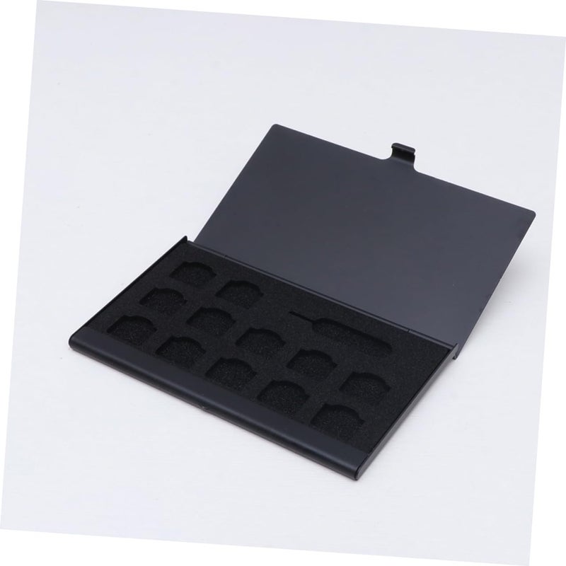 Aluminum SIM Card Holder Organizer with Eject Pin Portable Storage Case Black - Image 5