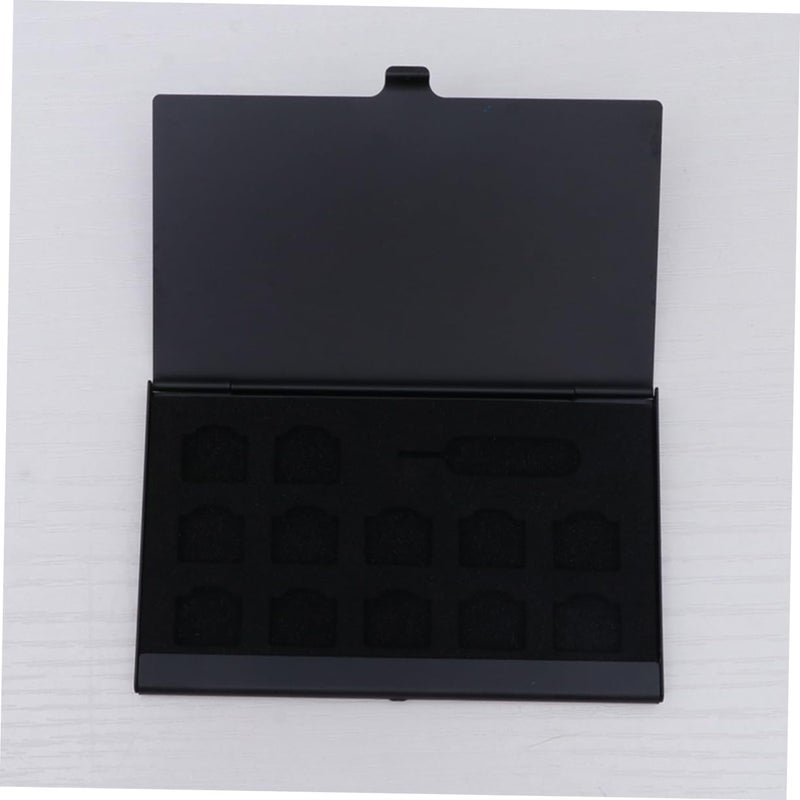 Aluminum SIM Card Holder Organizer with Eject Pin Portable Storage Case Black - Image 3