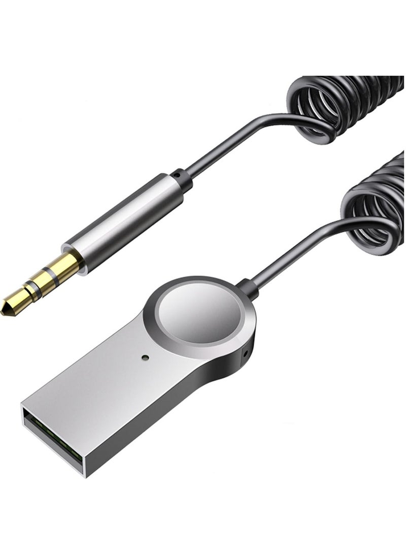 Captaintech Aux to Bluetooth 5.1 Adapter, High Resolution Wireless Audio Bluetooth 5.1 Adapter with Audiophile USB DAC 3.5mm AUX for Car/Home Stereo Hi Res Music Streaming, No Charging Needed - Image 1