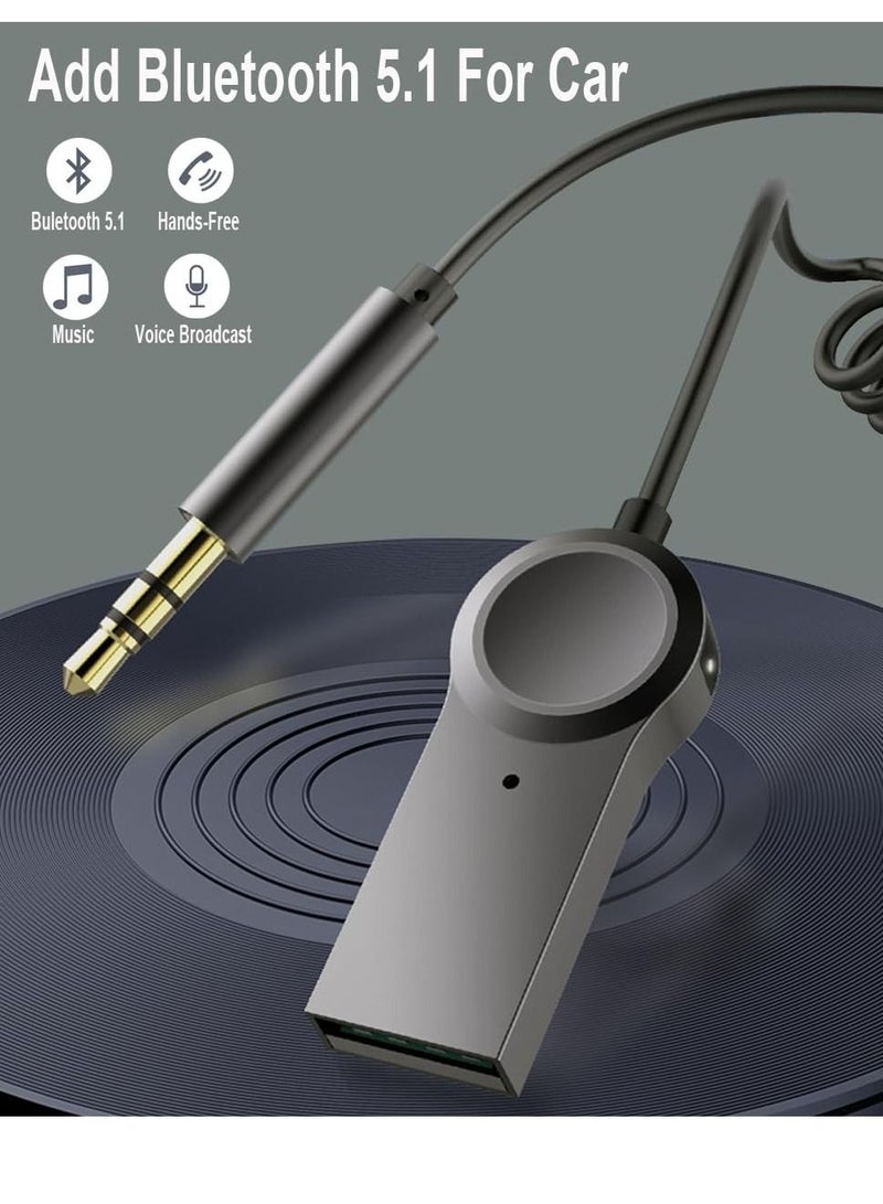 Captaintech Aux to Bluetooth 5.1 Adapter, High Resolution Wireless Audio Bluetooth 5.1 Adapter with Audiophile USB DAC 3.5mm AUX for Car/Home Stereo Hi Res Music Streaming, No Charging Needed - Image 2