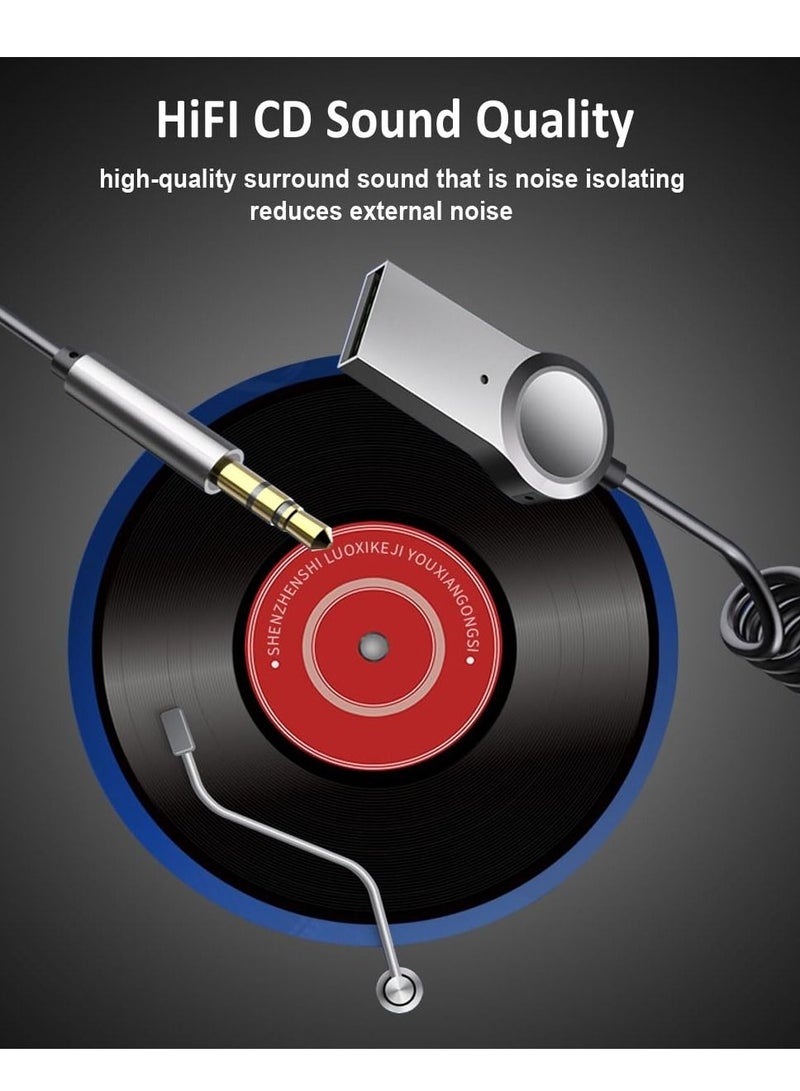 Captaintech Aux to Bluetooth 5.1 Adapter, High Resolution Wireless Audio Bluetooth 5.1 Adapter with Audiophile USB DAC 3.5mm AUX for Car/Home Stereo Hi Res Music Streaming, No Charging Needed - Image 4