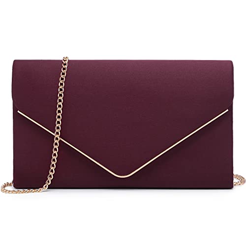 Dasein Women's Evening Clutch Bags Formal Party Clutches Wedding Purses Cocktail Prom Clutches (1-(Gold Hardware) Wine) - Image 1