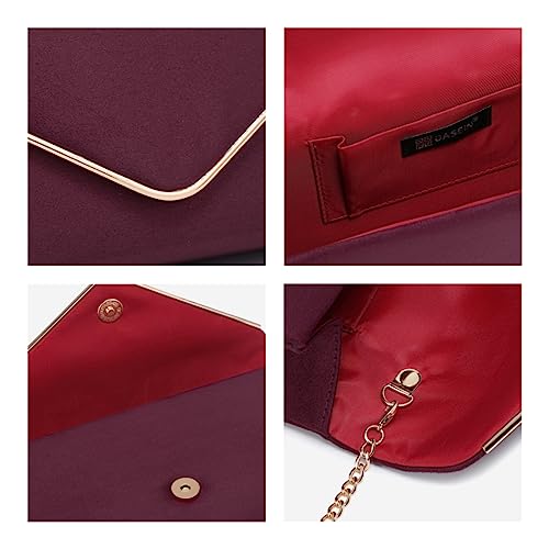 Dasein Women's Evening Clutch Bags Formal Party Clutches Wedding Purses Cocktail Prom Clutches (1-(Gold Hardware) Wine) - Image 5