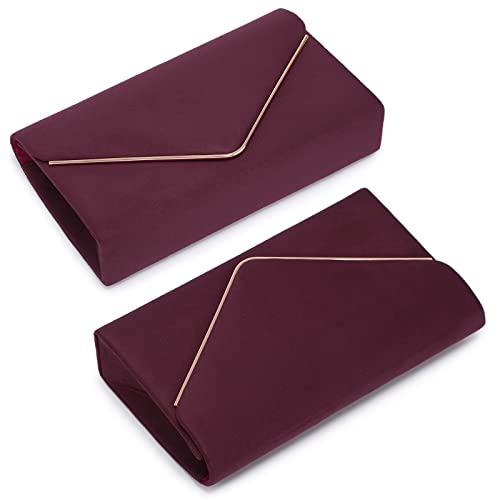 Dasein Women's Evening Clutch Bags Formal Party Clutches Wedding Purses Cocktail Prom Clutches (1-(Gold Hardware) Wine) - Image 3