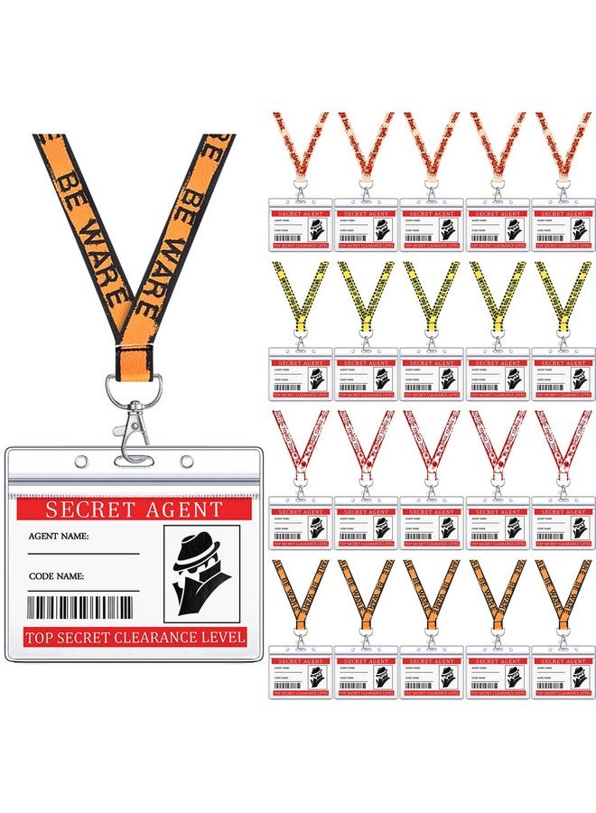 Geyee 20 مجموعة من بطاقات أسماء عملاء هالوين السريين وشارات العملاء السريين للأطفال زينة المحققين هدايا حفلات غرفة الهروب مع حاملة بطاقة الهوية لحفلة هالوين وحفلة حذر وغرفة الهروب ذات الطابع الخاص بعيد الميلاد - Image 2