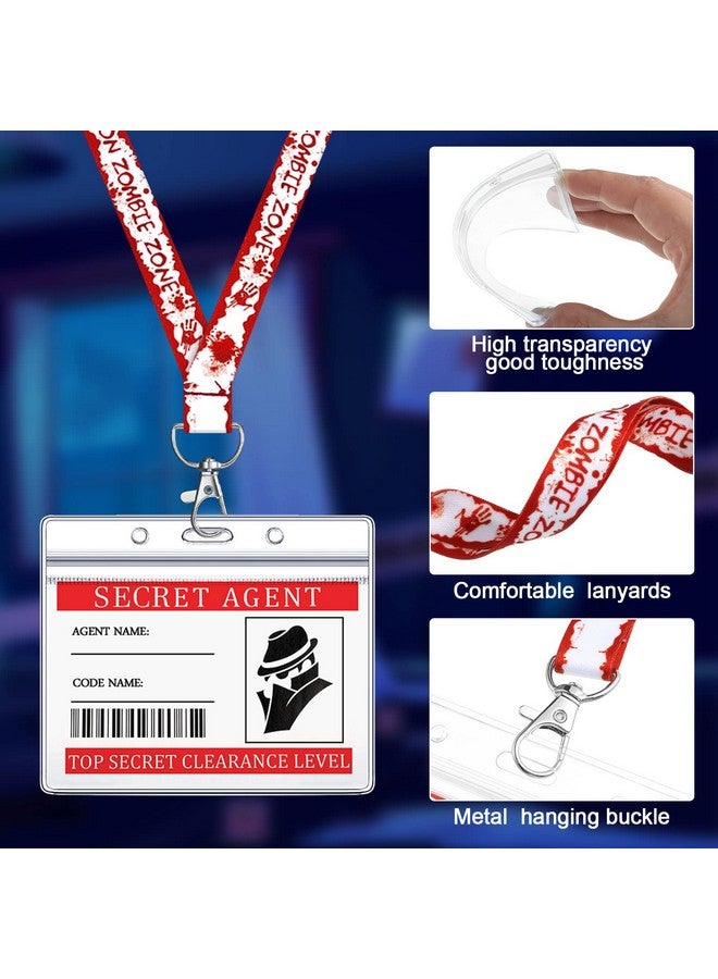 Geyee 20 مجموعة من بطاقات أسماء عملاء هالوين السريين وشارات العملاء السريين للأطفال زينة المحققين هدايا حفلات غرفة الهروب مع حاملة بطاقة الهوية لحفلة هالوين وحفلة حذر وغرفة الهروب ذات الطابع الخاص بعيد الميلاد - Image 4