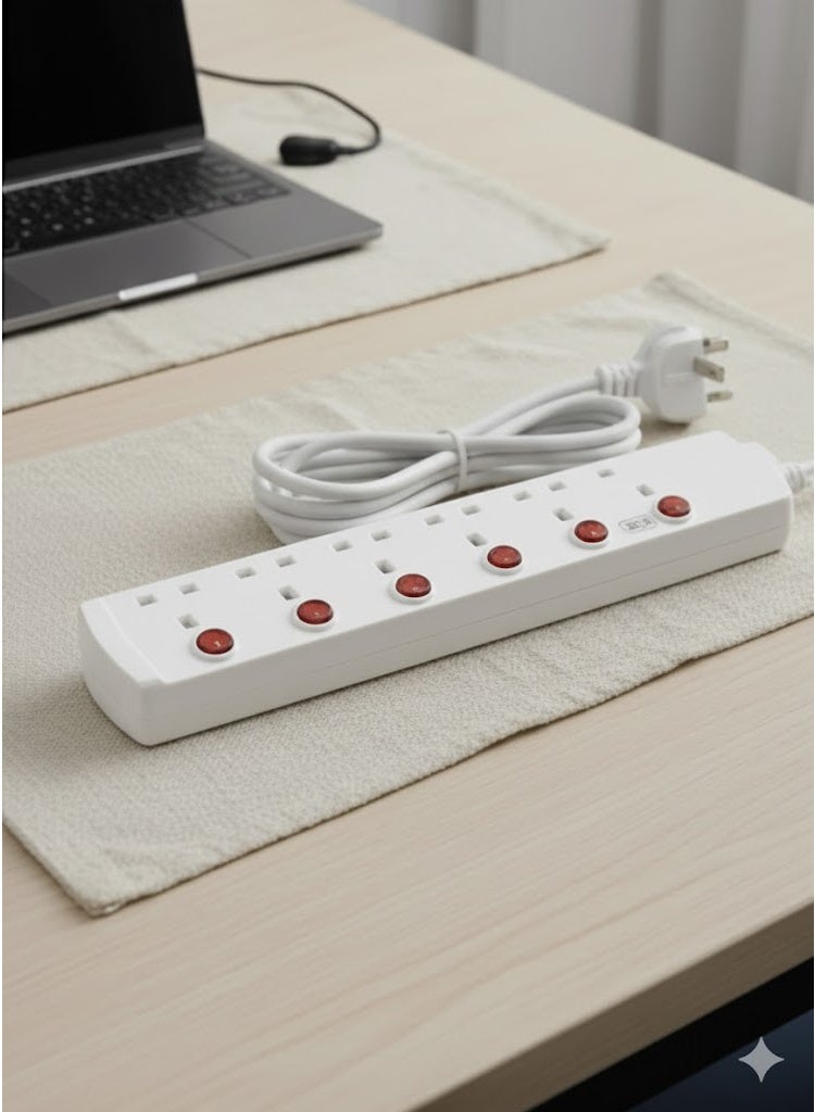 Hi Max Multiple Cord Extension Set, 5M Cable, Overload Protection, All Copper Wire, Heat Resistant 750°C, 2990W Power Capacity, Original SASO Certified (Model SH-31652) - Image 5