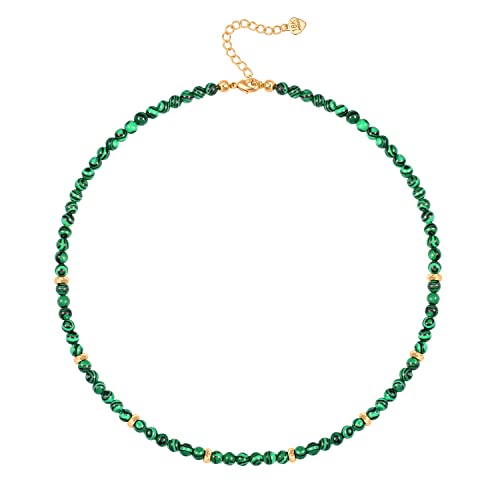 SOFYBJA Green Malachite Beaded Choker Necklace Gemstone Chakra Necklace for Women 18K Gold Plated Beads Handmade Jewelry - Image 1