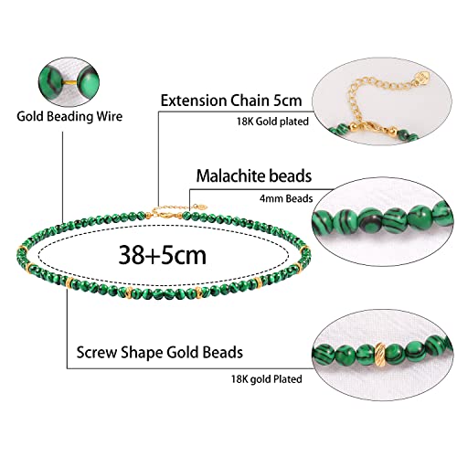 SOFYBJA Green Malachite Beaded Choker Necklace Gemstone Chakra Necklace for Women 18K Gold Plated Beads Handmade Jewelry - Image 3